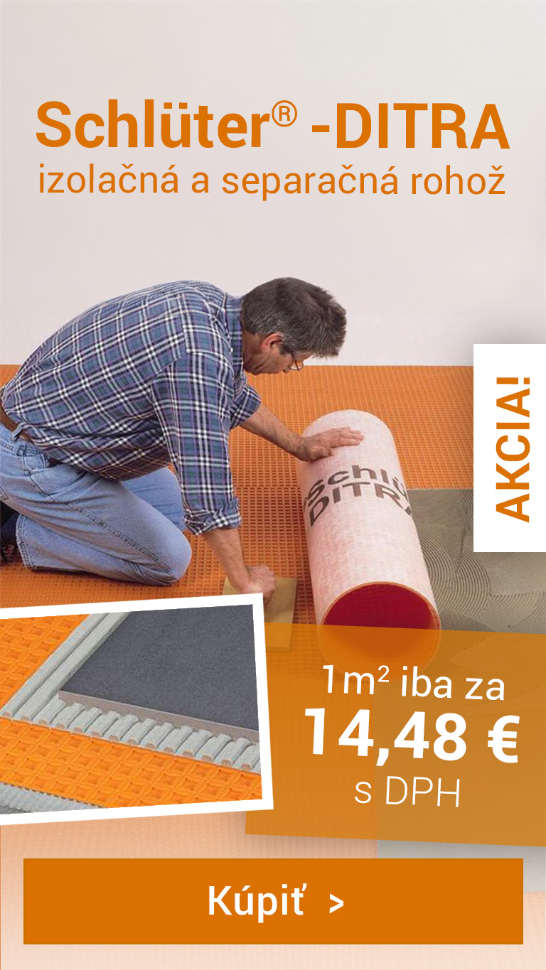 Schluter DITRA, izolačná separačná rohož. 1 meter štvorcový iba za 14,88 EUR s DPH. Kliknite pre viac informácií.